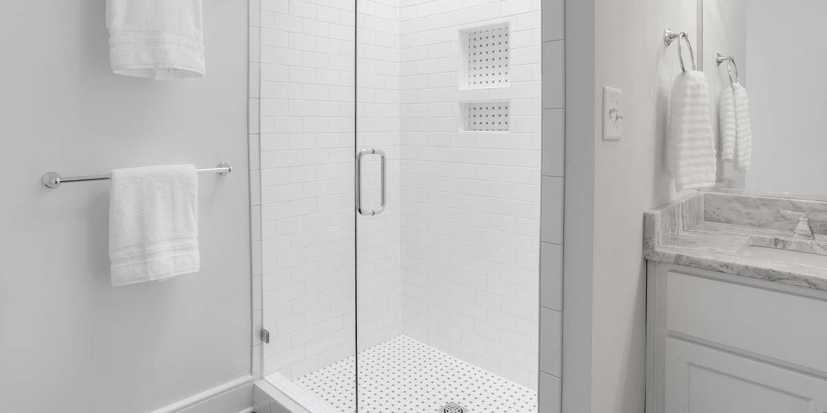 Shower with glass door